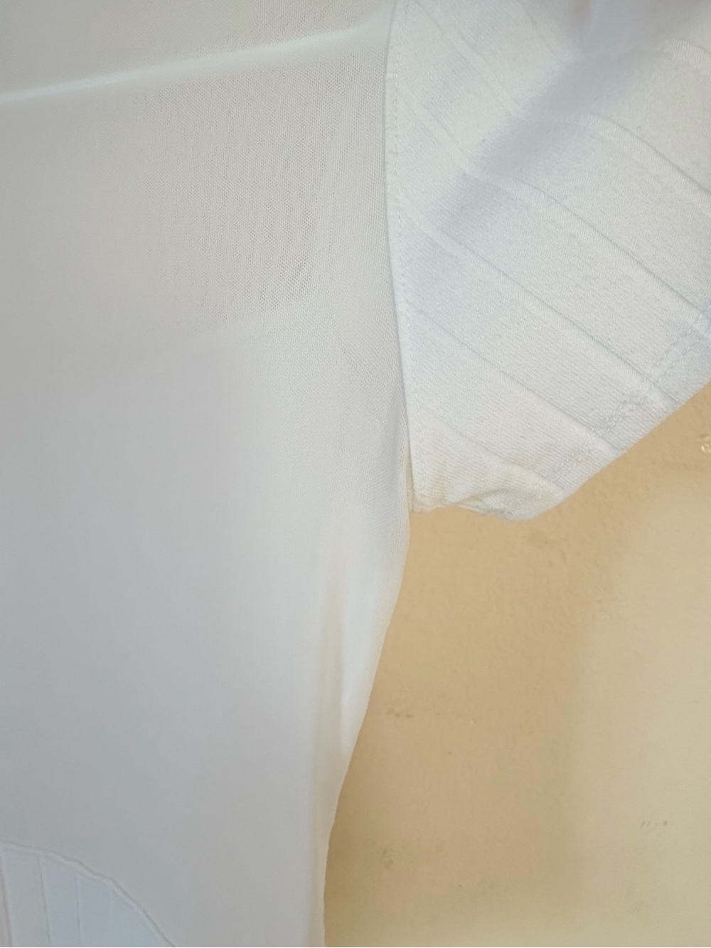 Fashion Nova White Ribbed Mock Neck Sheer Panel Bodysuit - Picture 3 of 4